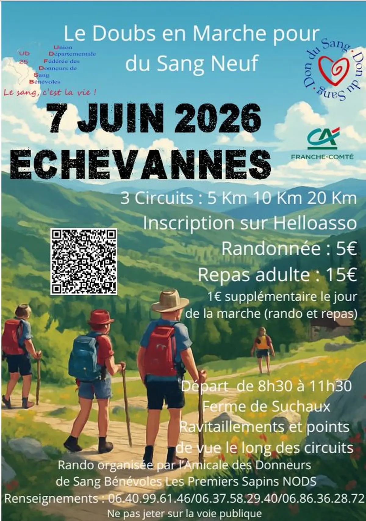 Marche du Don du Sang dimanche 7 juin 2026 Echevannes